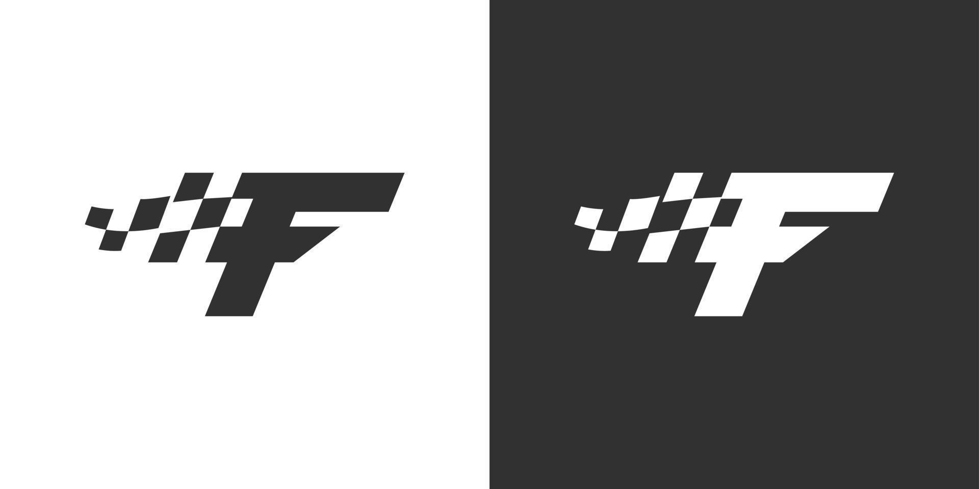 design de logotipo de vetor letra r com design de bandeira de corrida