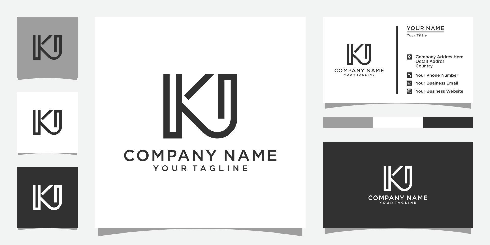vetor de design de logotipo de letra inicial kj ou jk.