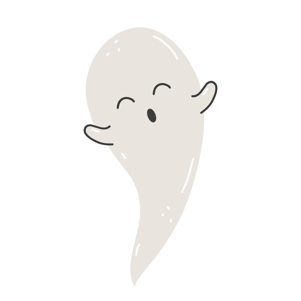 fantasma branco dos desenhos animados de halloween isolado no fundo branco.  fantasma assustador fantasma branco de halloween. fantasma com uma cara  assustadora. 11049500 Vetor no Vecteezy