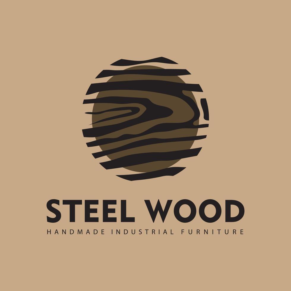 design de logotipo de trabalho de madeira simples vetor