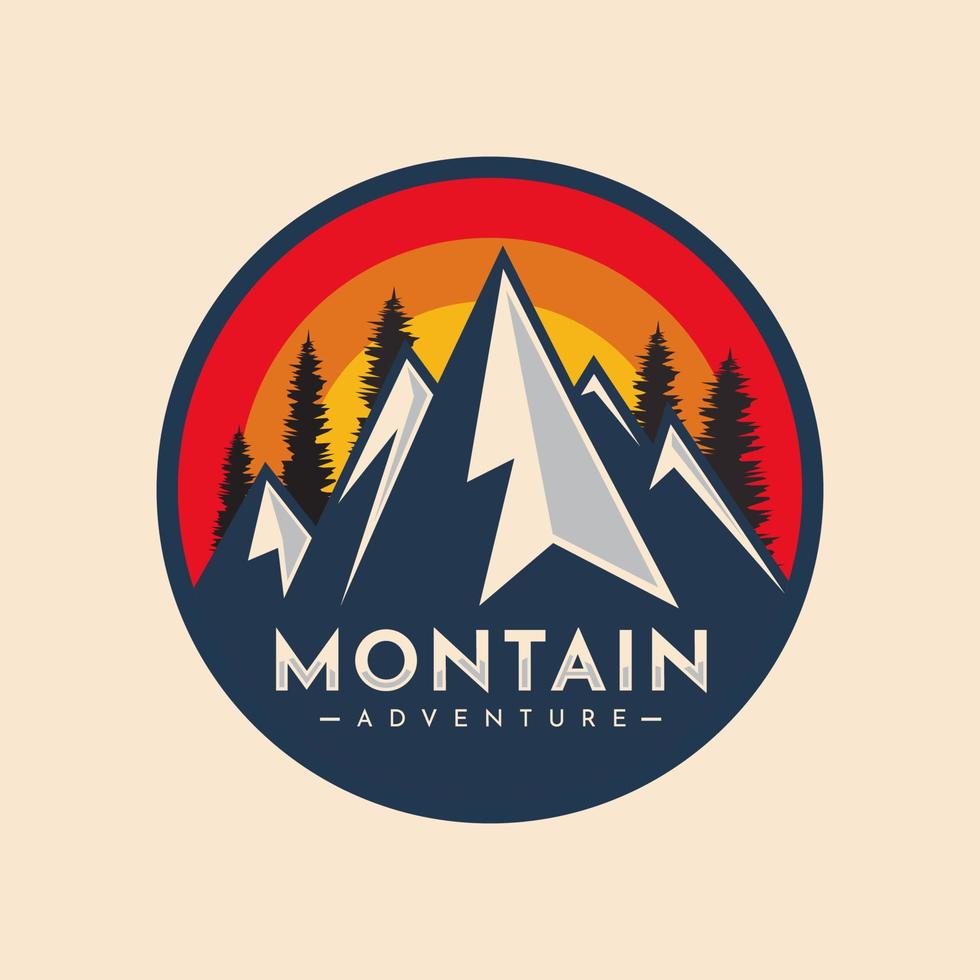 aventura de montanha de logotipo com modelo de logotipo de vetor de ilustração