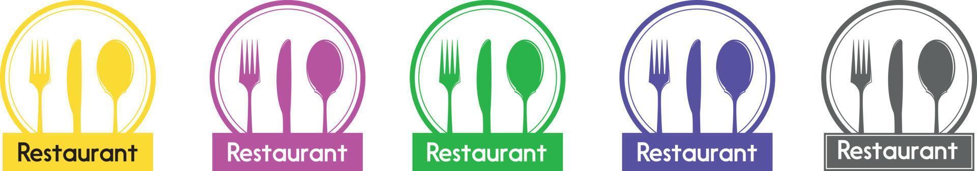 inspiração para um conceito clássico de logotipo de restaurante com utensílios, estilo de design plano. modelo de logotipo de comida. adequado para logotipos de restaurantes, lojas e empresas. vetor