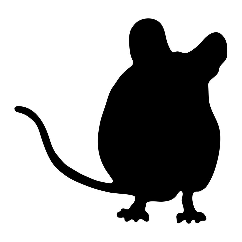 silhueta preta de um rato em um fundo branco. imagem vetorial. vetor