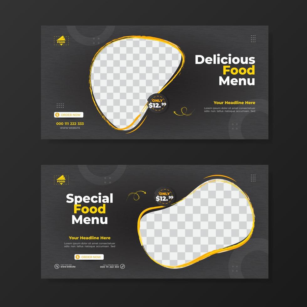 design de modelo de banner de promoção de menu de comida vetor