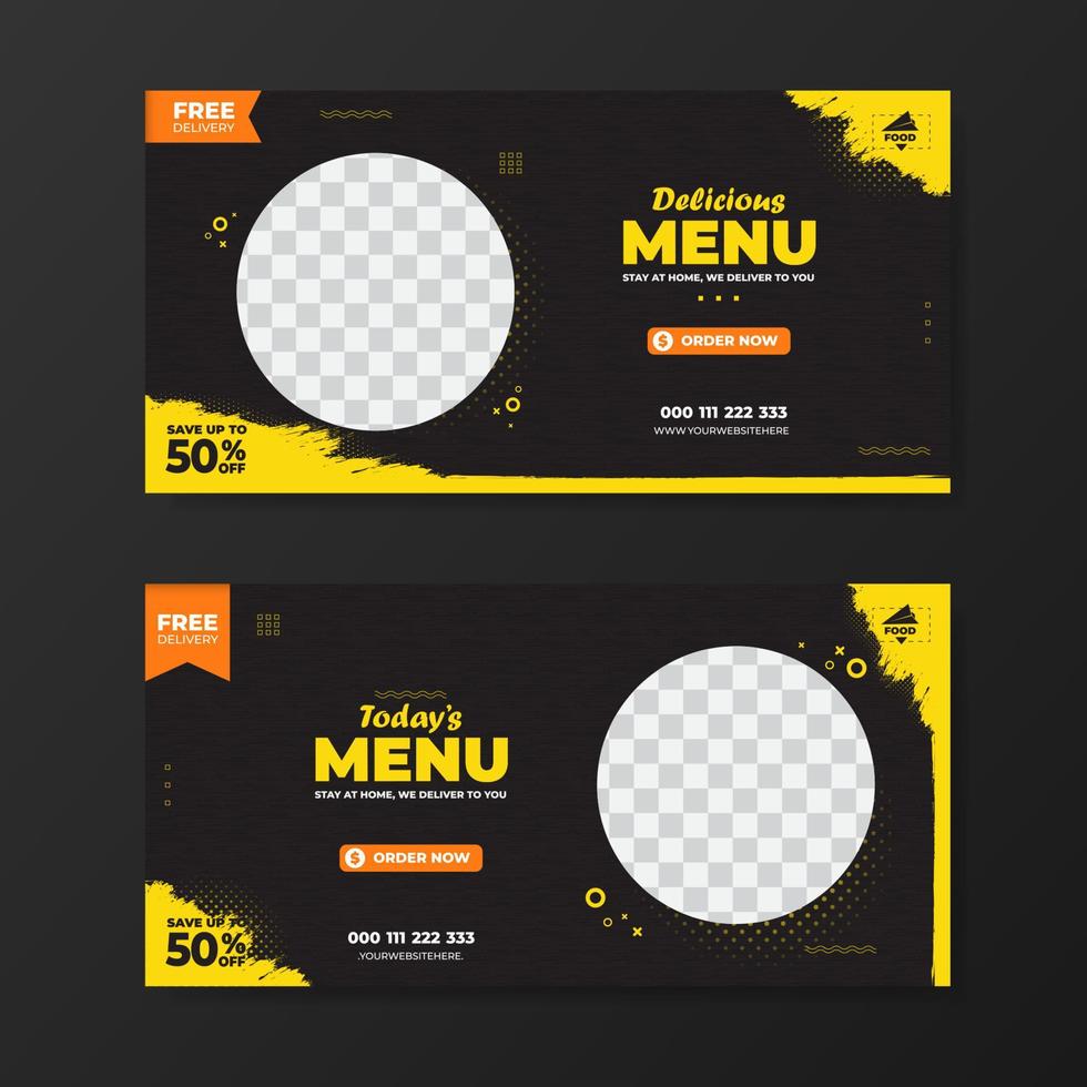 modelo de banner menu de comida promoção de postagem de mídia social vetor