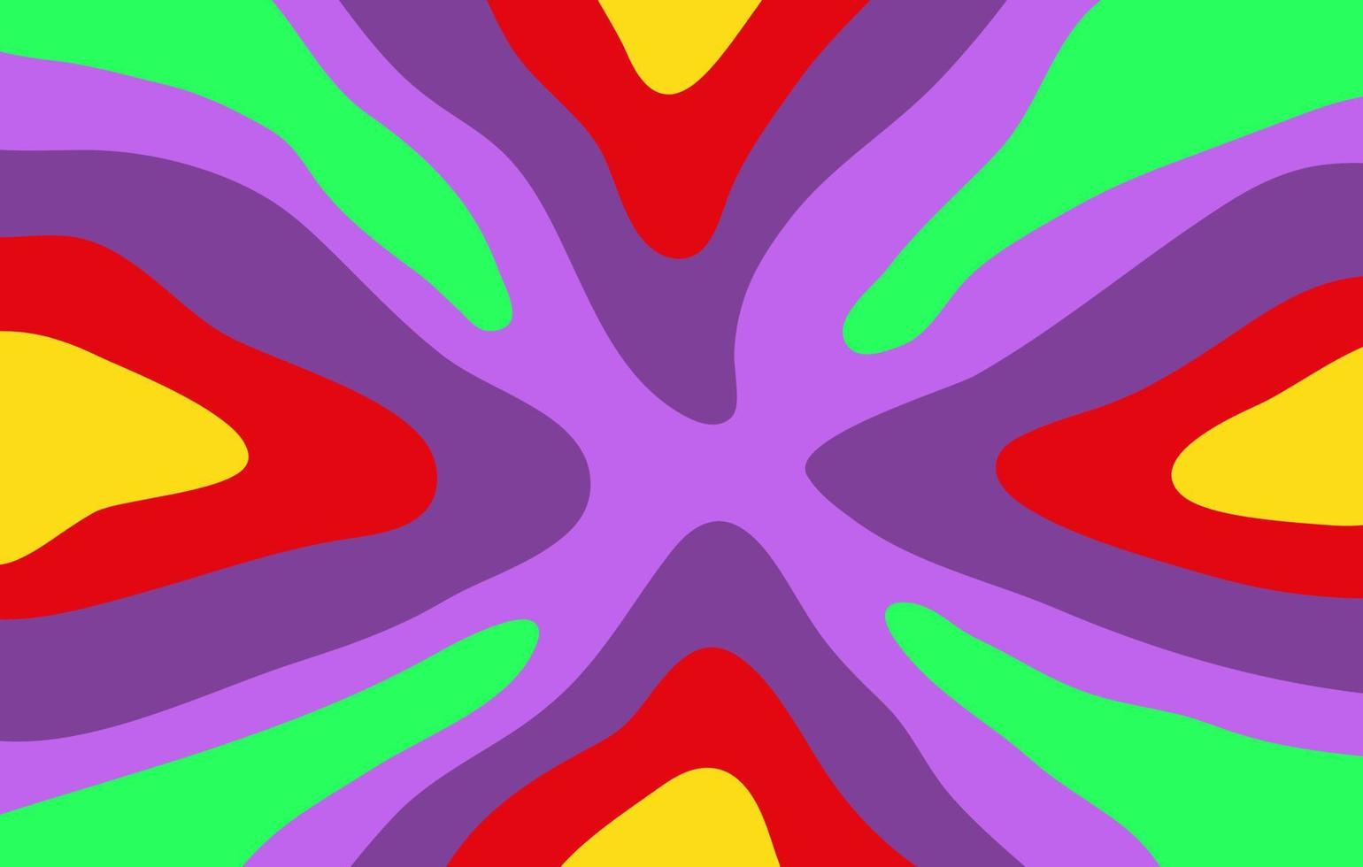 abstrato horizontal psicodélico com formas onduladas de ácido brilhante. ilustração vetorial na moda em estilo hippie dos anos 60, 70. vetor