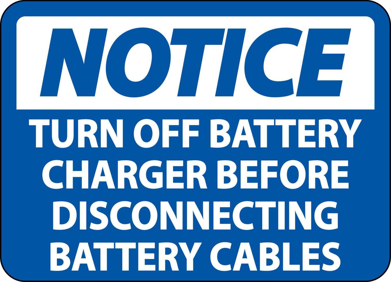aviso desligue o sinal do carregador de bateria no fundo branco vetor