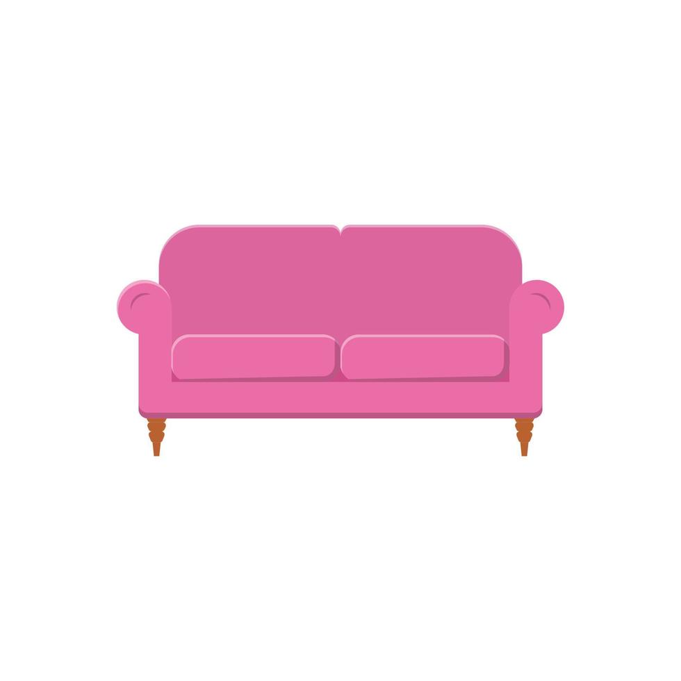 ilustração plana de sofá. elemento de design de ícone limpo em fundo branco isolado vetor