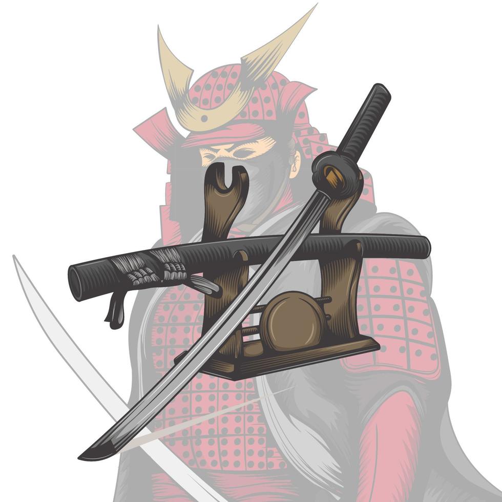 vetor de guerreiro samurai