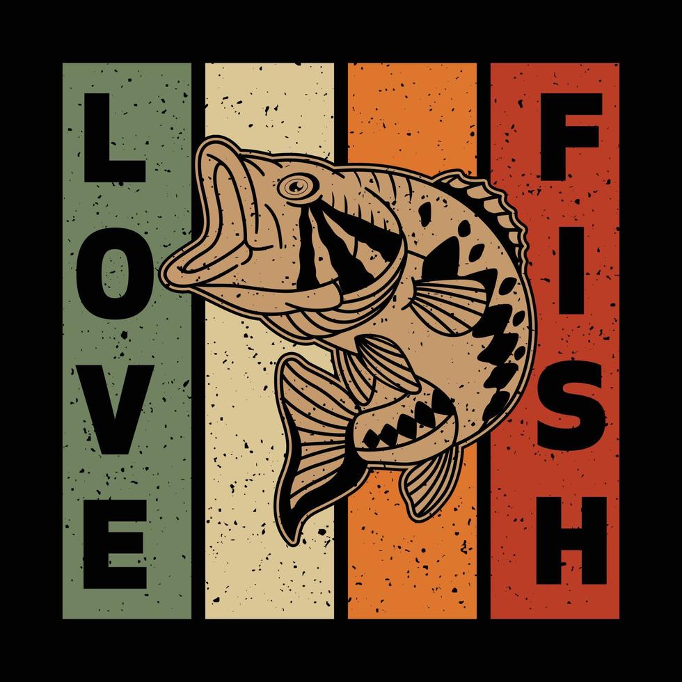 amo peixe vector design de camiseta de pesca na moda, ilustração, arte gráfica, camisas incríveis