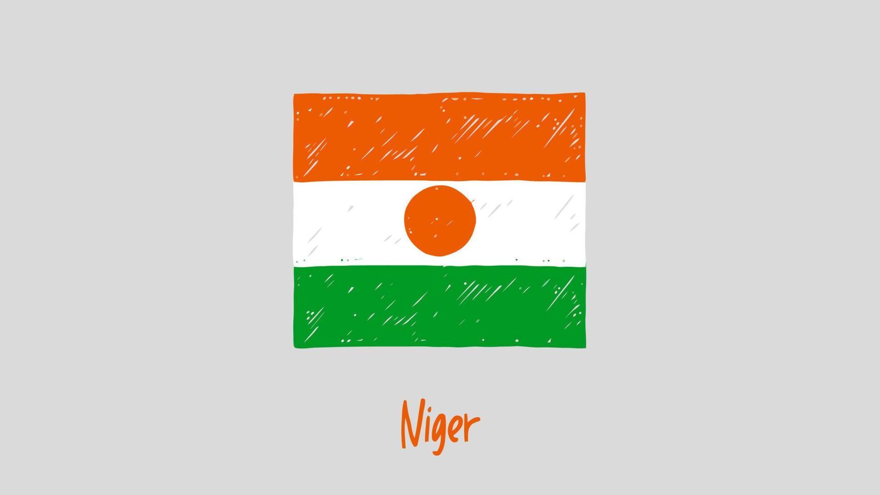 marcador de bandeira nacional do país niger ou vetor de ilustração de esboço a lápis