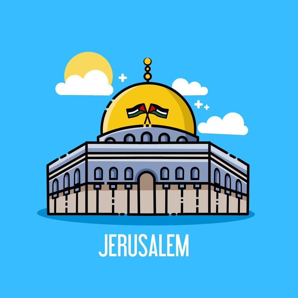 vetor de ilustração da mesquita, destino de jerusalém