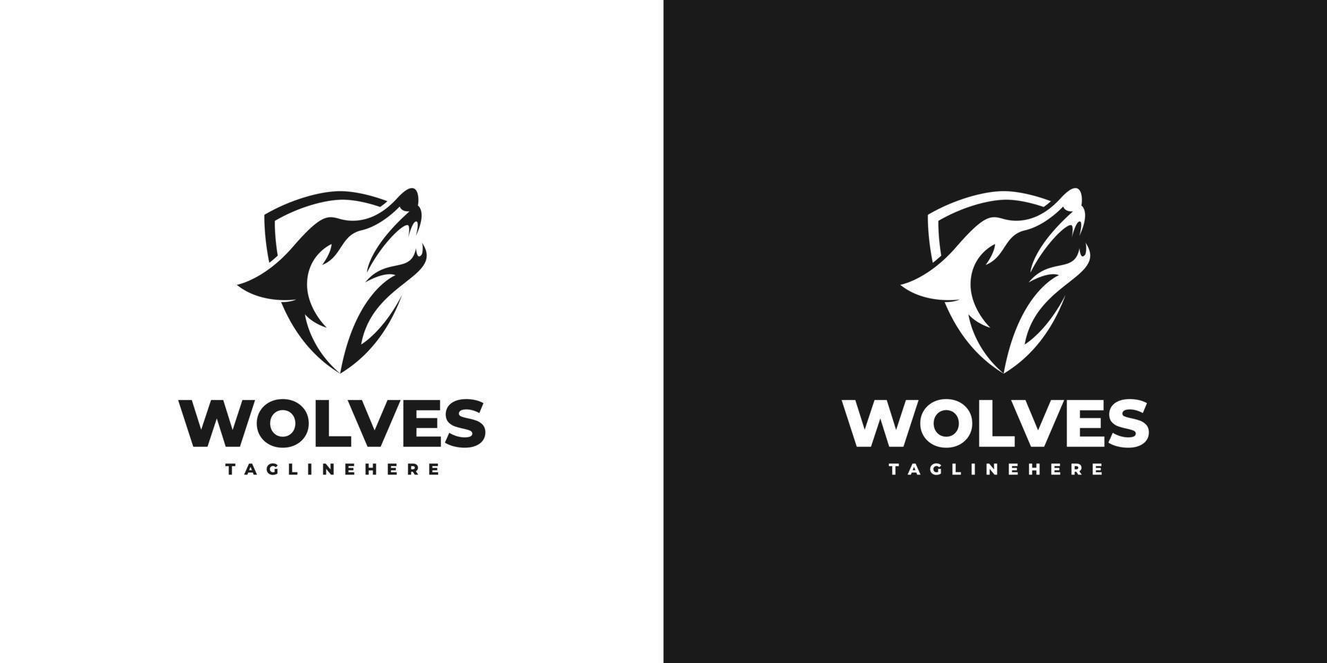 ilustração de design de logotipo de lobo uivando vetor