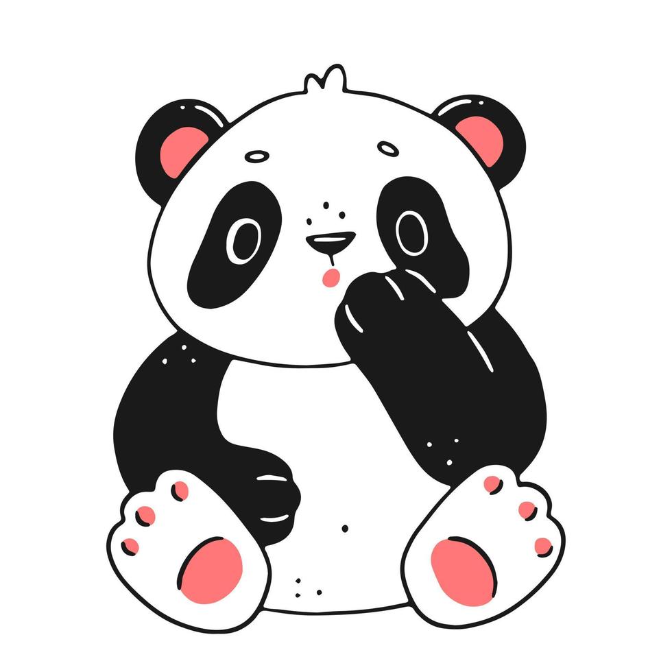 Panda bonito em estilo simples de desenho animado
