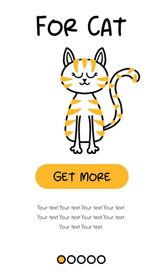 telas da loja de animais e aplicativo móvel. modelo de vetor de banner de menu para desenvolvimento de sites e aplicativos. modelos de pet shop para a loja. modelos para gatos.