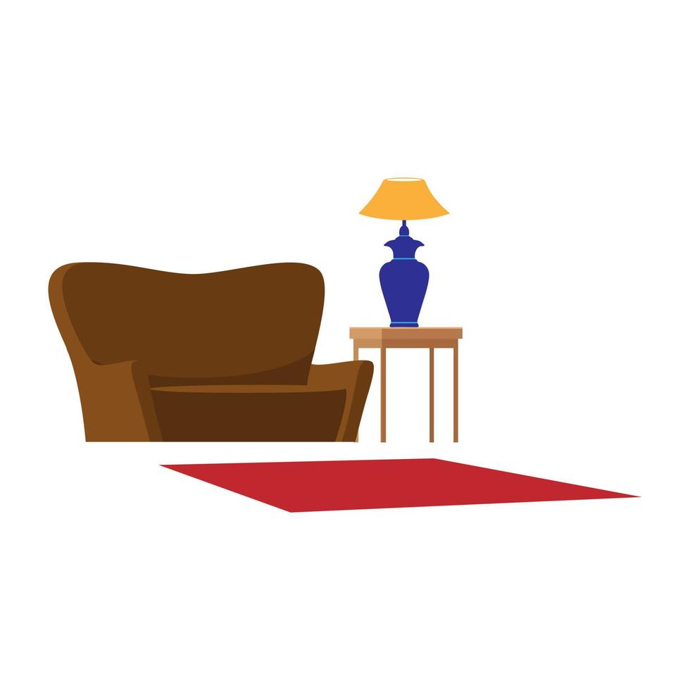 ilustração fofa de lâmpada e sofá vetor