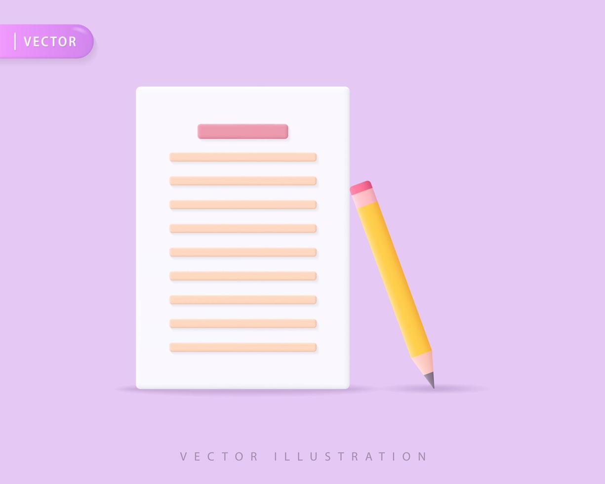 ilustrações de design de ícone 3d de memorando realista vetor