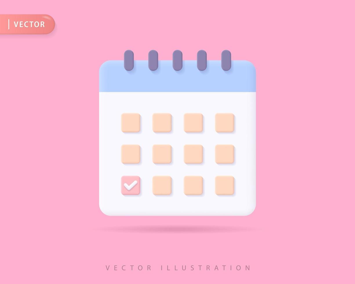 ilustrações de design de ícone 3d de calendário realista vetor