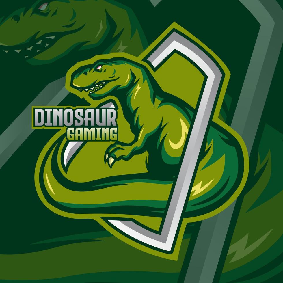 design de logotipo de dinossauro para esport vetor