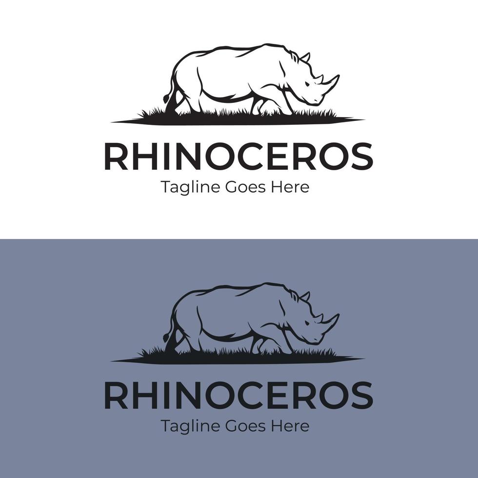 design de logotipo de rinoceronte simples vetor