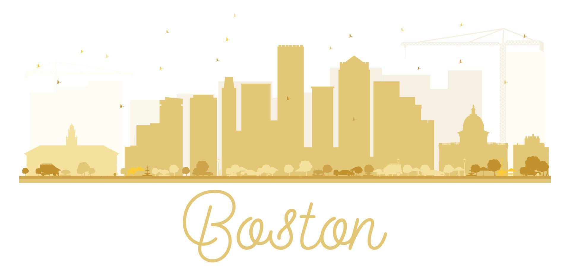 silhueta dourada do horizonte da cidade de boston. vetor