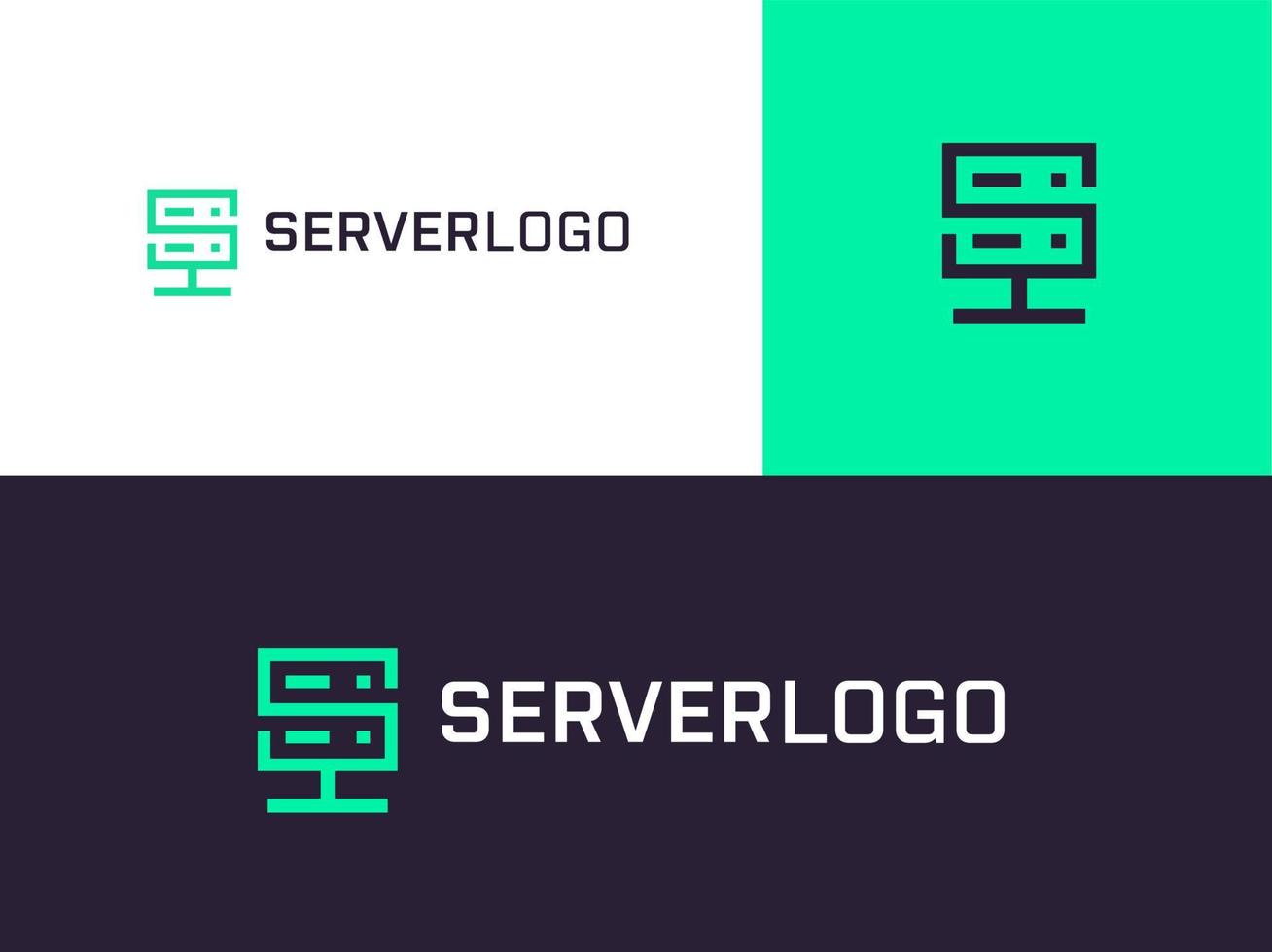 design de logotipo de servidor para host de servidor, logotipo de vetor de negócios de aluguel de armazenamento de dados, design de logotipo de negócios