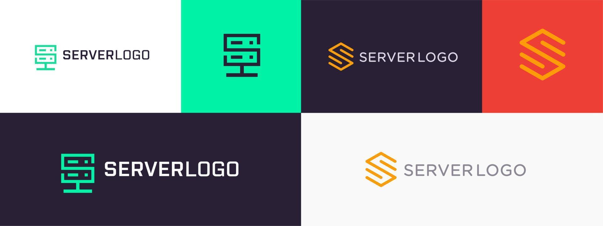 design de logotipo de servidor para host de servidor, logotipo de vetor de negócios de aluguel de armazenamento de dados, design de logotipo de negócios