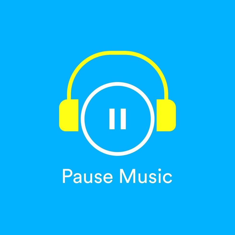 pausar ícone de vetor de música com fone de ouvido