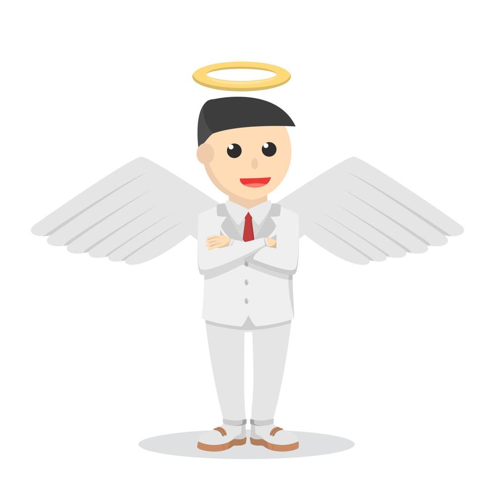 personagem de design empresário anjo branco empresário em fundo branco vetor