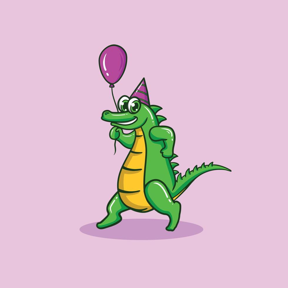 logotipo de mascote de festa de crocodilo vetor