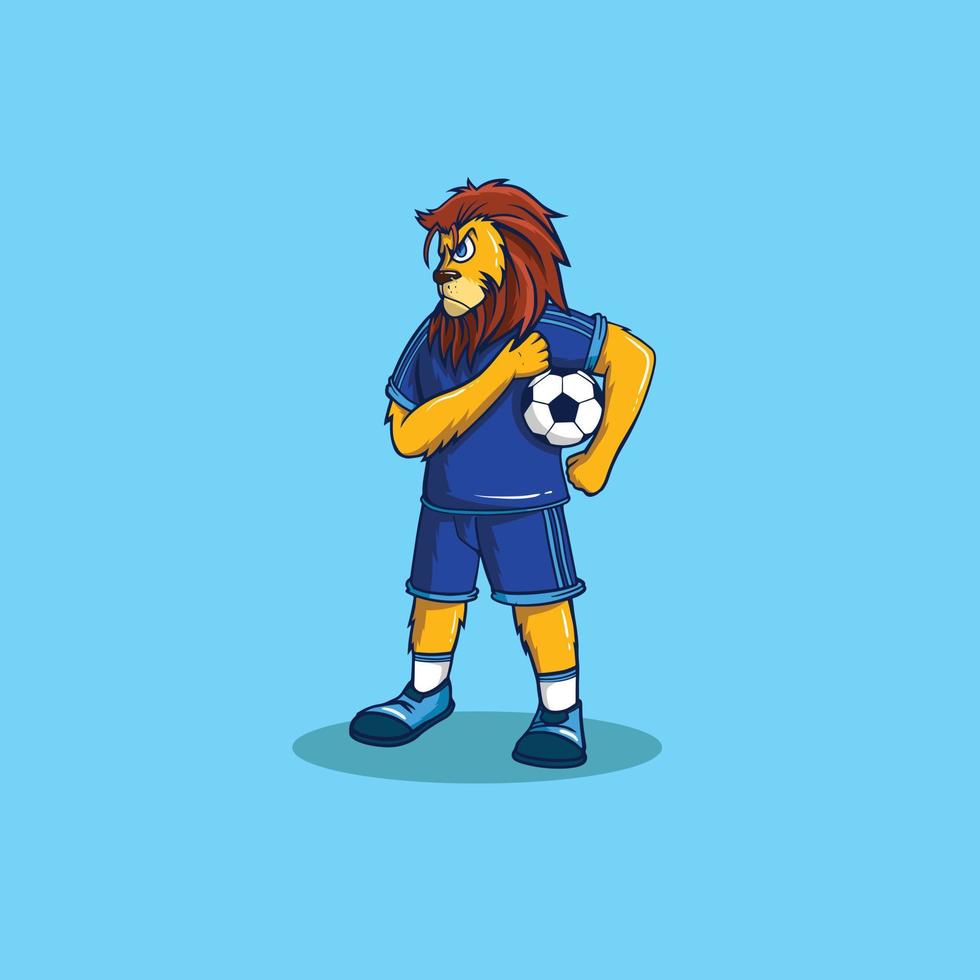 desenho de mascote de futebol de leão vetor