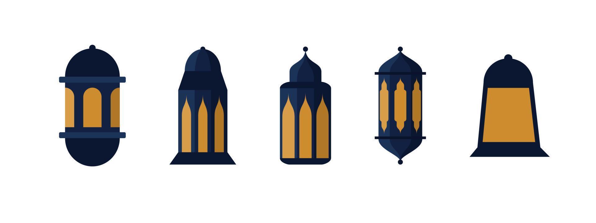 conjunto de elemento de lanterna islâmica. para ramadan kareem, objeto de música e decoração eid mubarak. ilustração vetorial. vetor