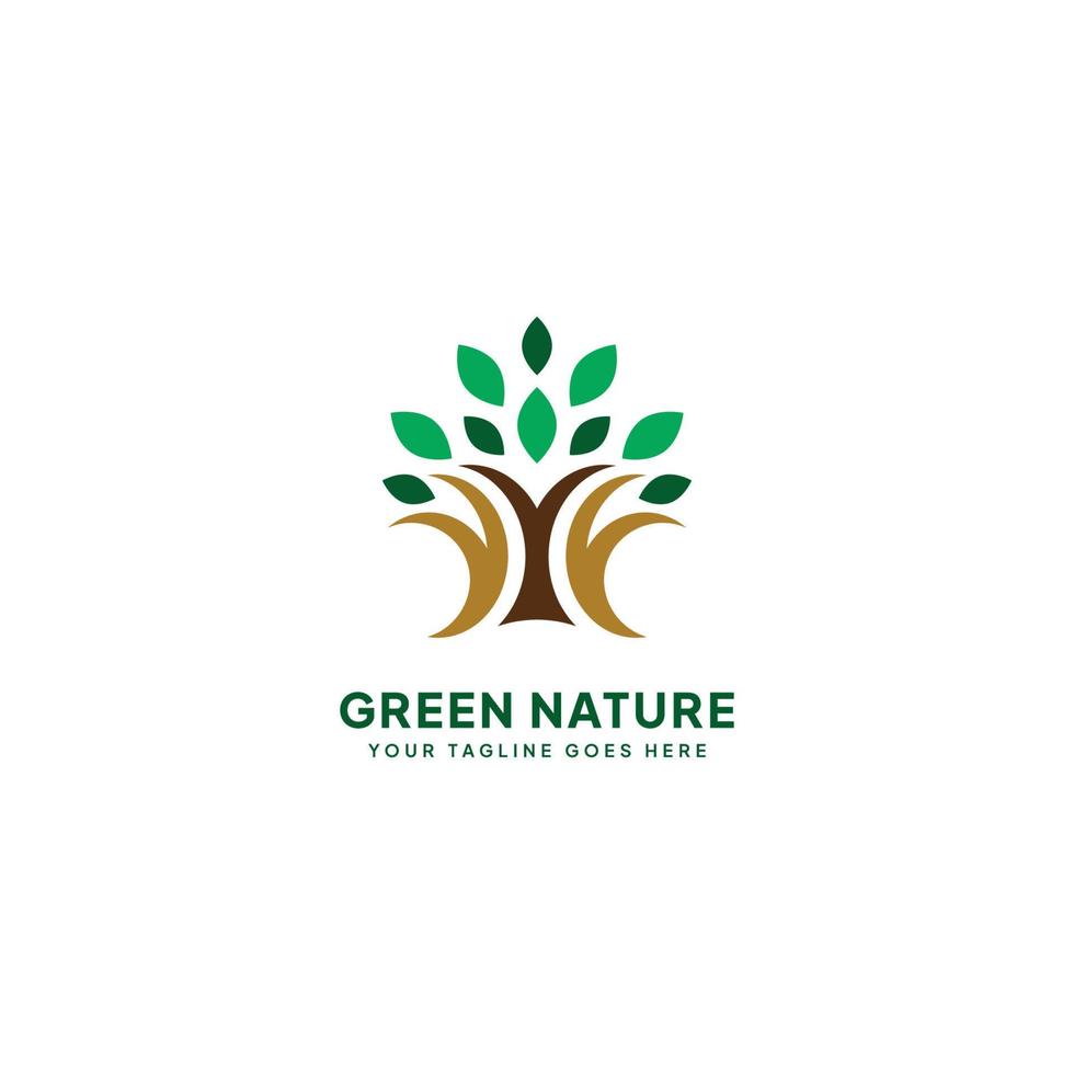 modelo de logotipo de árvore de sombra de natureza verde. vetor