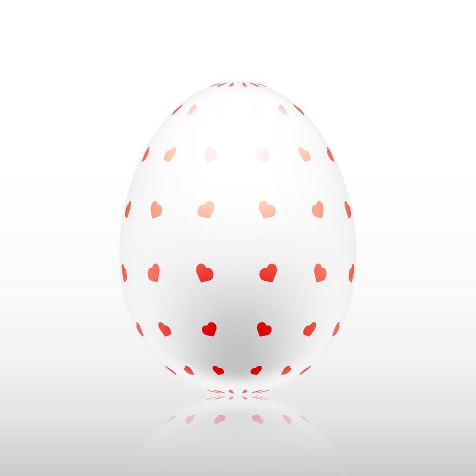 ovo de páscoa com padrão de coração vermelho lindo, vetor, ilustração. vetor
