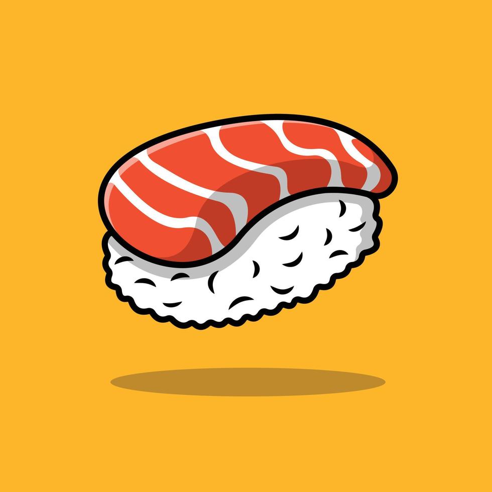 ilustração de ícone do vetor dos desenhos animados de sushi de salmão. comida ícone conceito isolado vetor premium.