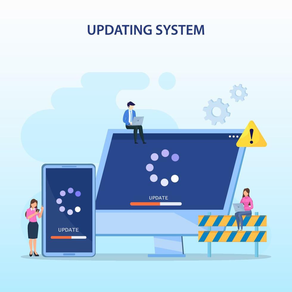 atualização do sistema. programa de atualização e instalação de software. conceito de atualização do sistema, instalação de software. vetor plano