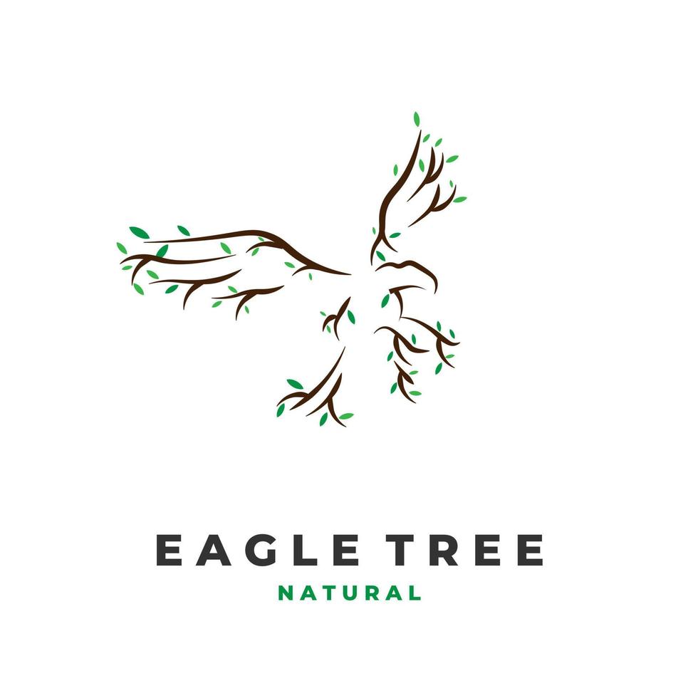 combinação de ilustração de logotipo de águia e árvore vetor