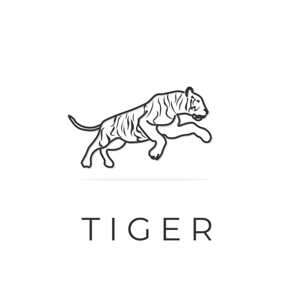 logotipo de ilustração vetorial de tigre preto e branco vetor