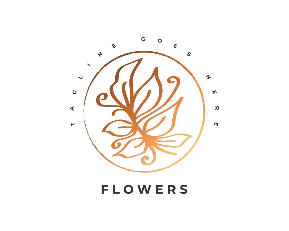 logotipo de flor elegante e minimalista, adequado para spa de beleza, salão de beleza, cosméticos, florista, joalheria ou marca da indústria da moda vetor