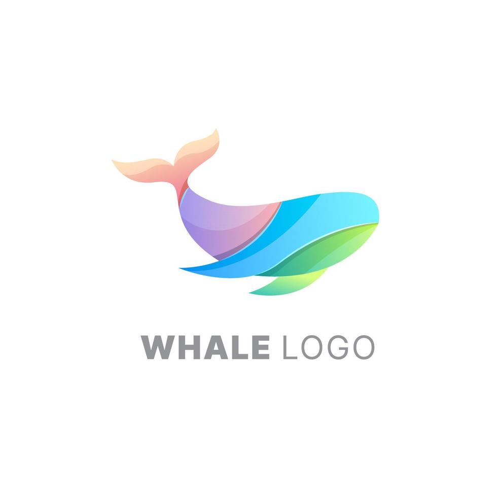 modelo colorido gradiente de design de logotipo de baleia vetor