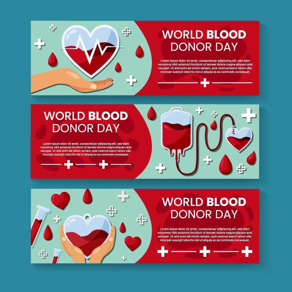 conjunto de banner do dia mundial do doador de sangue vetor