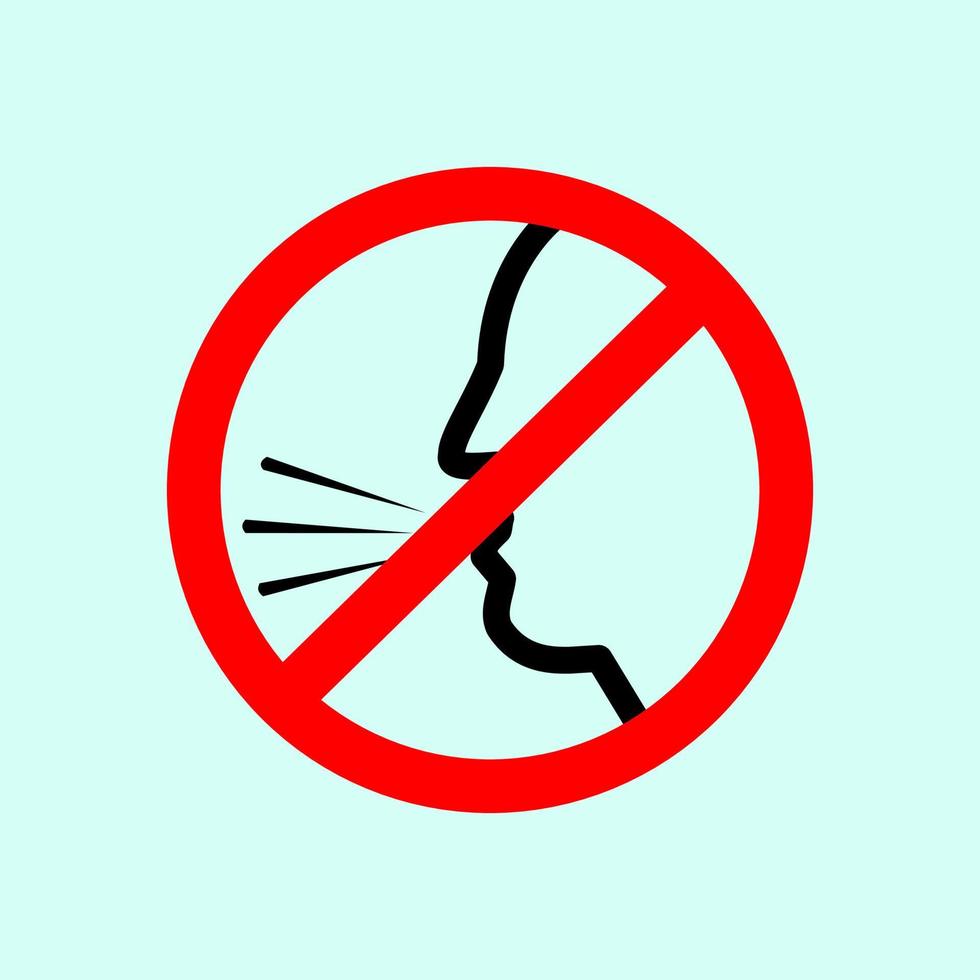 nenhum ícone de tosse na ilustração vetorial de design plano de sinal proibido. como evitar o design de vetores de ícones do vírus corona