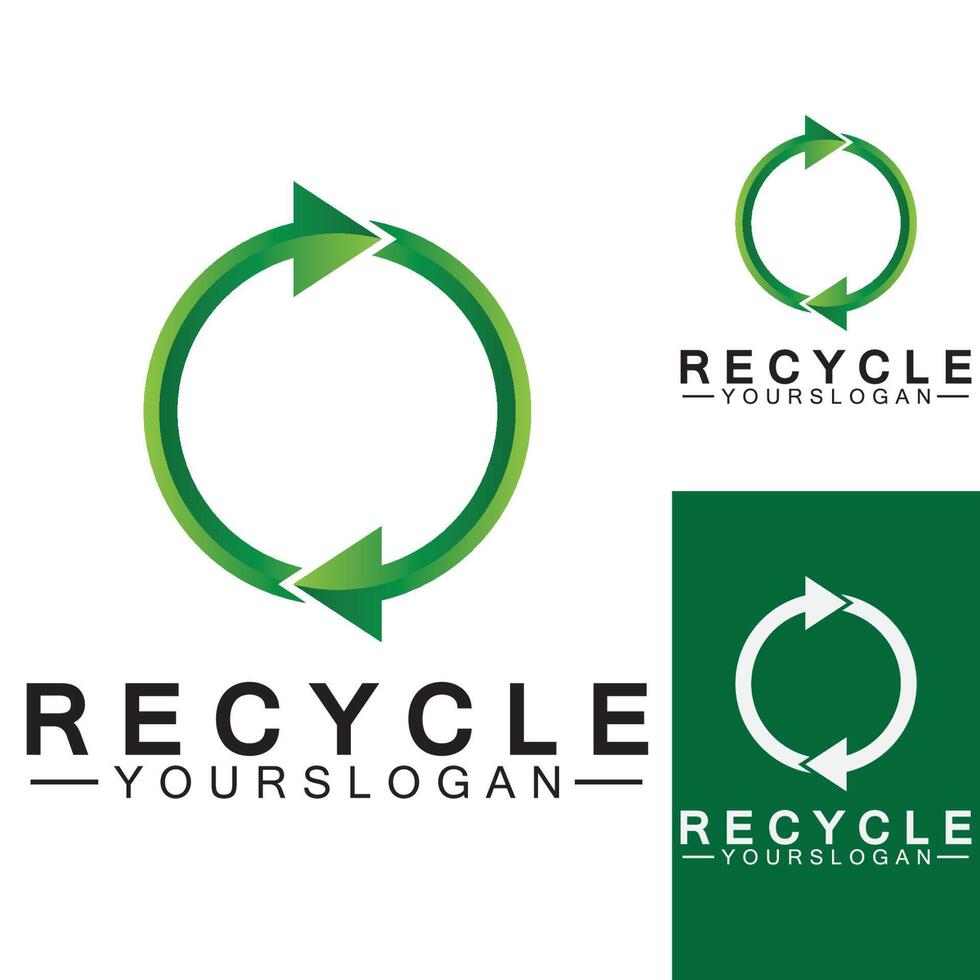 seta verde reciclar modelo de ícone de vetor de logotipo