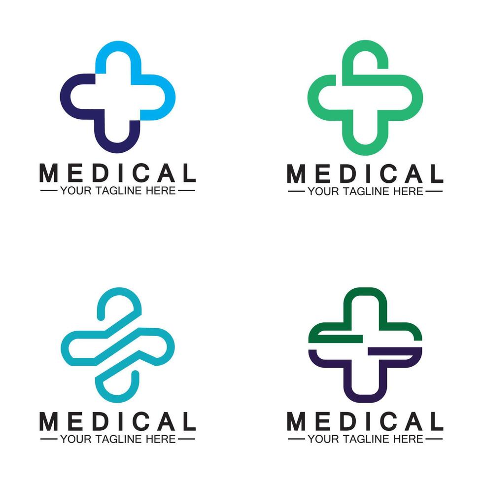 Modelo de vetor de logotipo médico cruz e farmácia de saúde