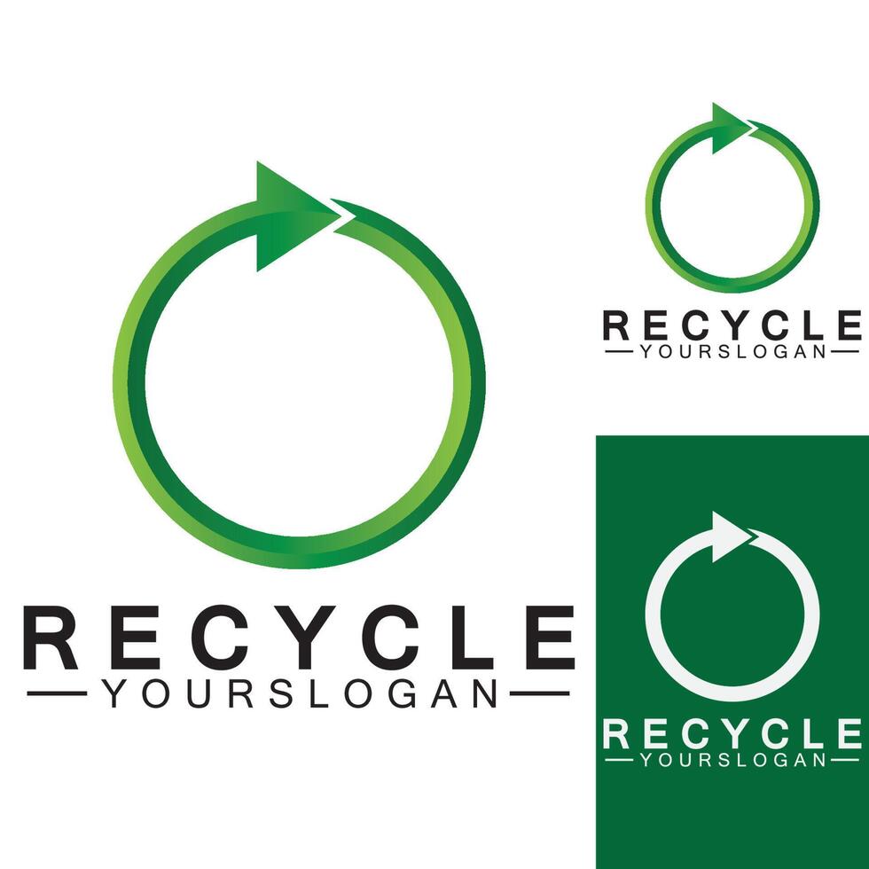 seta verde reciclar modelo de ícone de vetor de logotipo