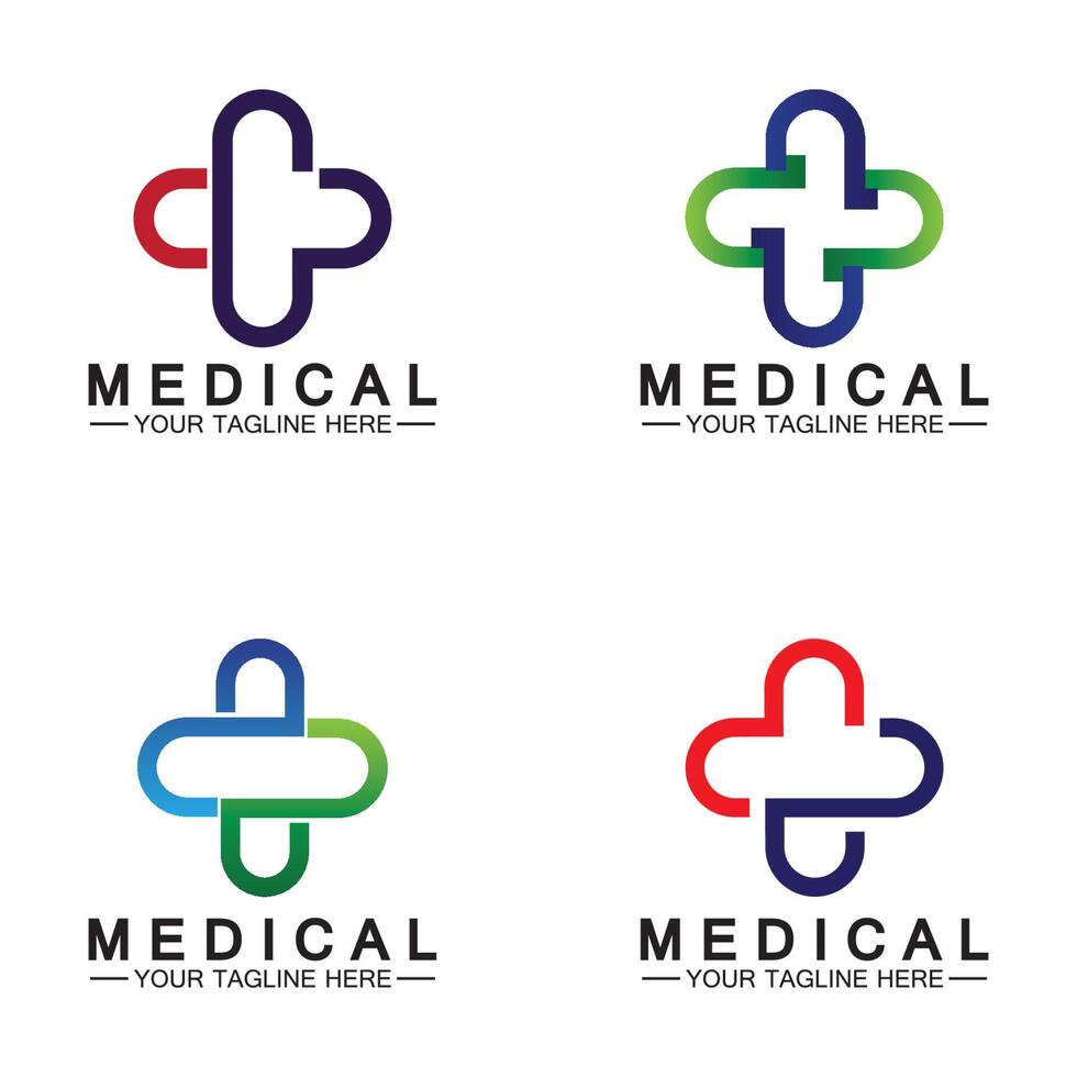 Modelo de vetor de logotipo médico cruz e farmácia de saúde