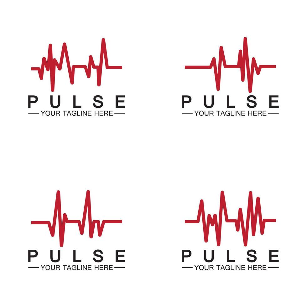 design de ícone de vetor de logotipo de linha de pulso vermelho