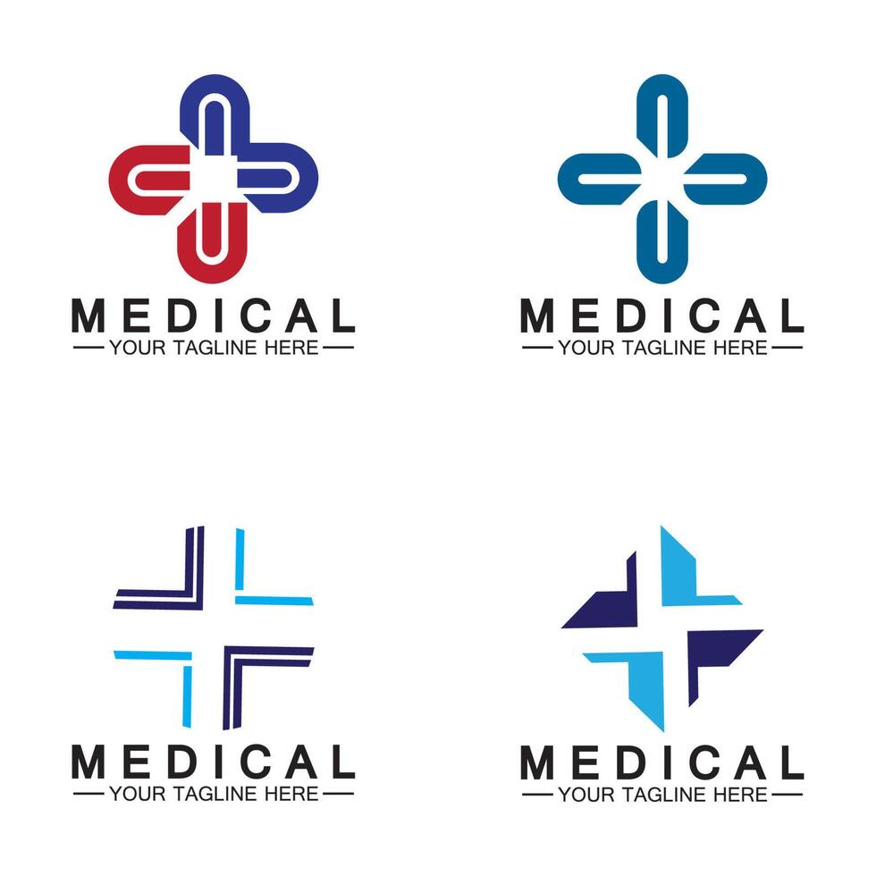 Modelo de vetor de logotipo médico cruz e farmácia de saúde