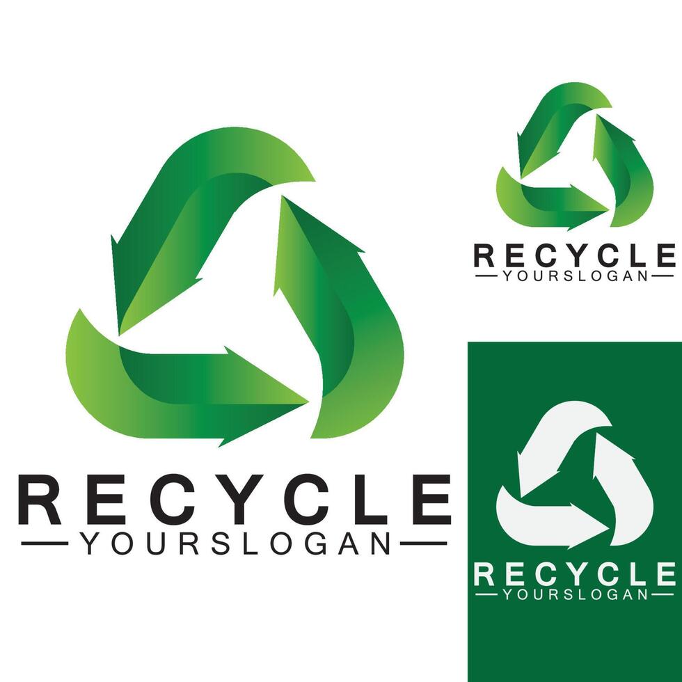 seta verde reciclar modelo de ícone de vetor de logotipo