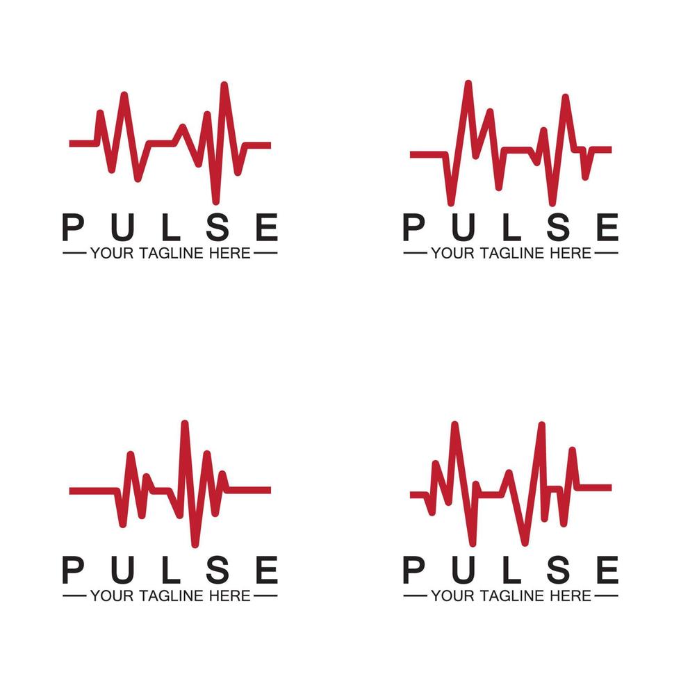 design de ícone de vetor de logotipo de linha de pulso vermelho